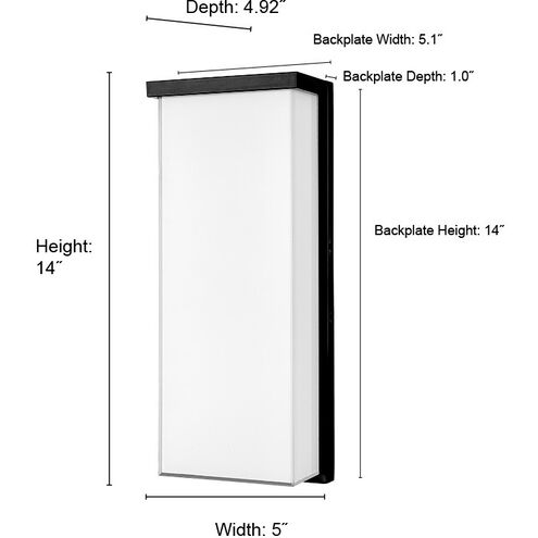 Sommar LED 14 inch Powder Coated Black Outdoor Wall Sconce